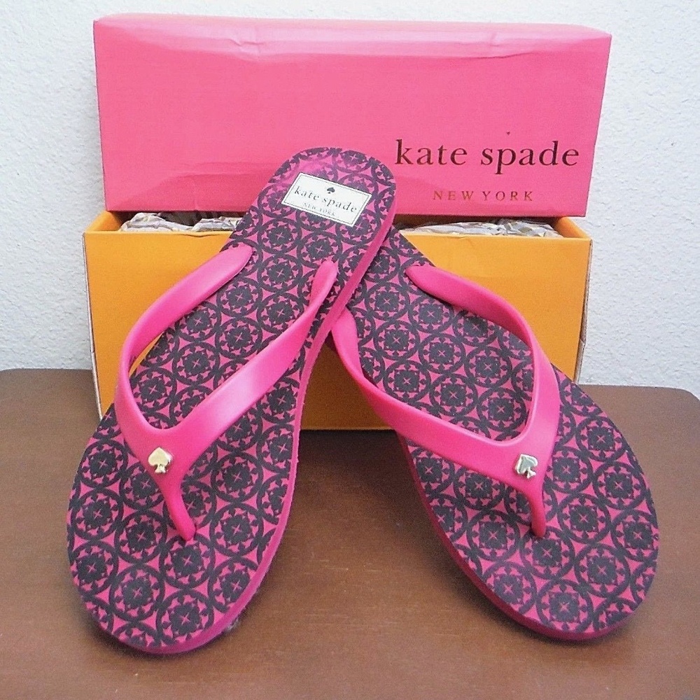 🚫SOLD🚫Kate Spade ♡ Pink & Black Flip Flop 9